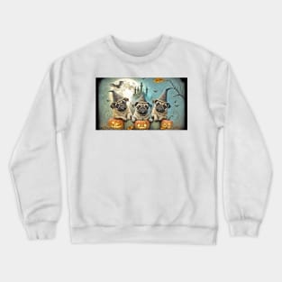 Pug Dogs Halloween Wizards & Witches Crewneck Sweatshirt